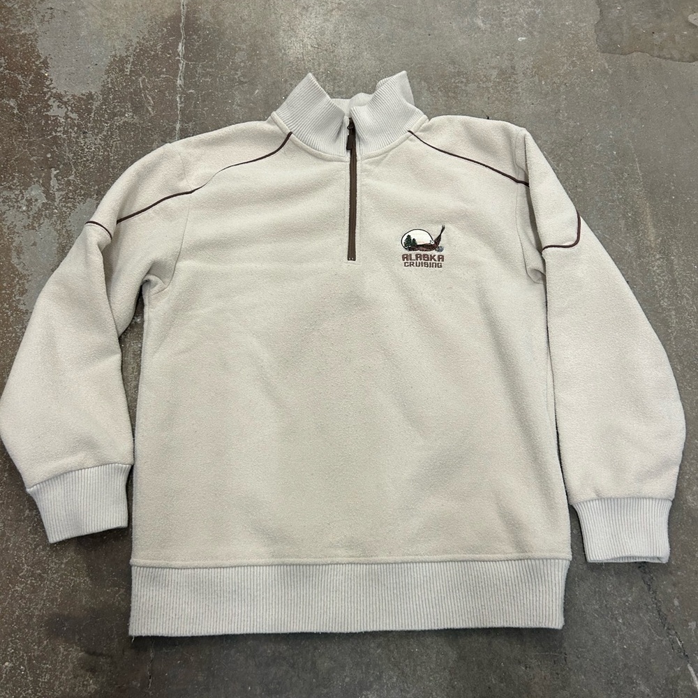 Alaska eagle renegade embroidered Cream Quarter-Zip Sweater